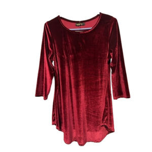 REBORN Red Velvet Style asymmetrical Dressy Loose Fitting Flared tunic dress